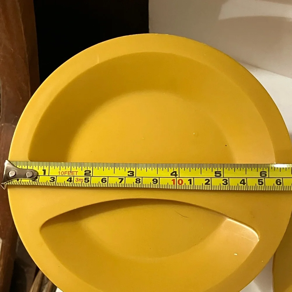 Vintage Set of 4 Nesting Kitchen Canisters Harvest Gold Plastic with Yellow Lids